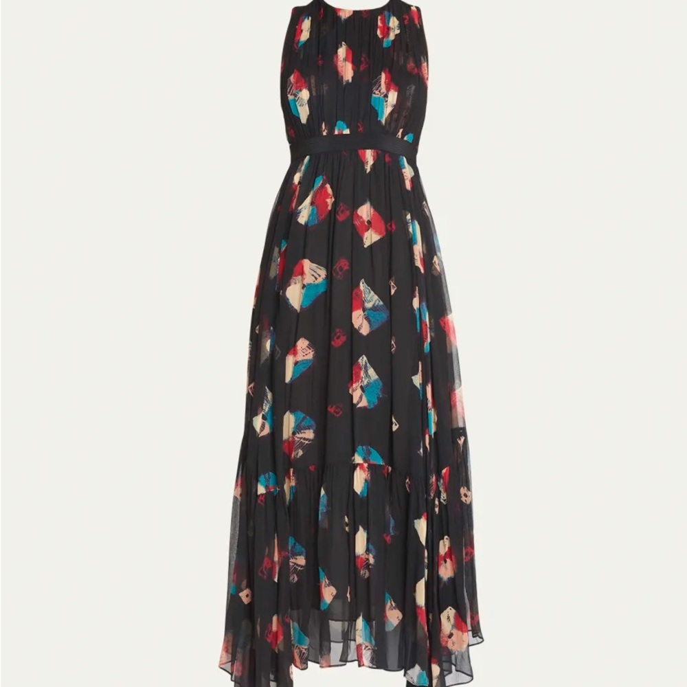NEW Ulla Johnson Sarai Sleeveless Silk Handkerchief Midi Dress